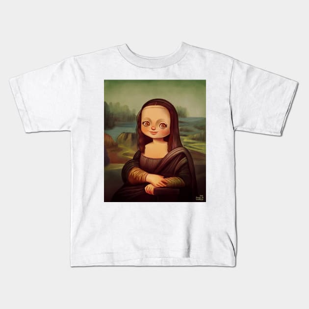 Cute Version of Mona lisa Masterpiece Art History Gift Kids T-Shirt by basselelkadi